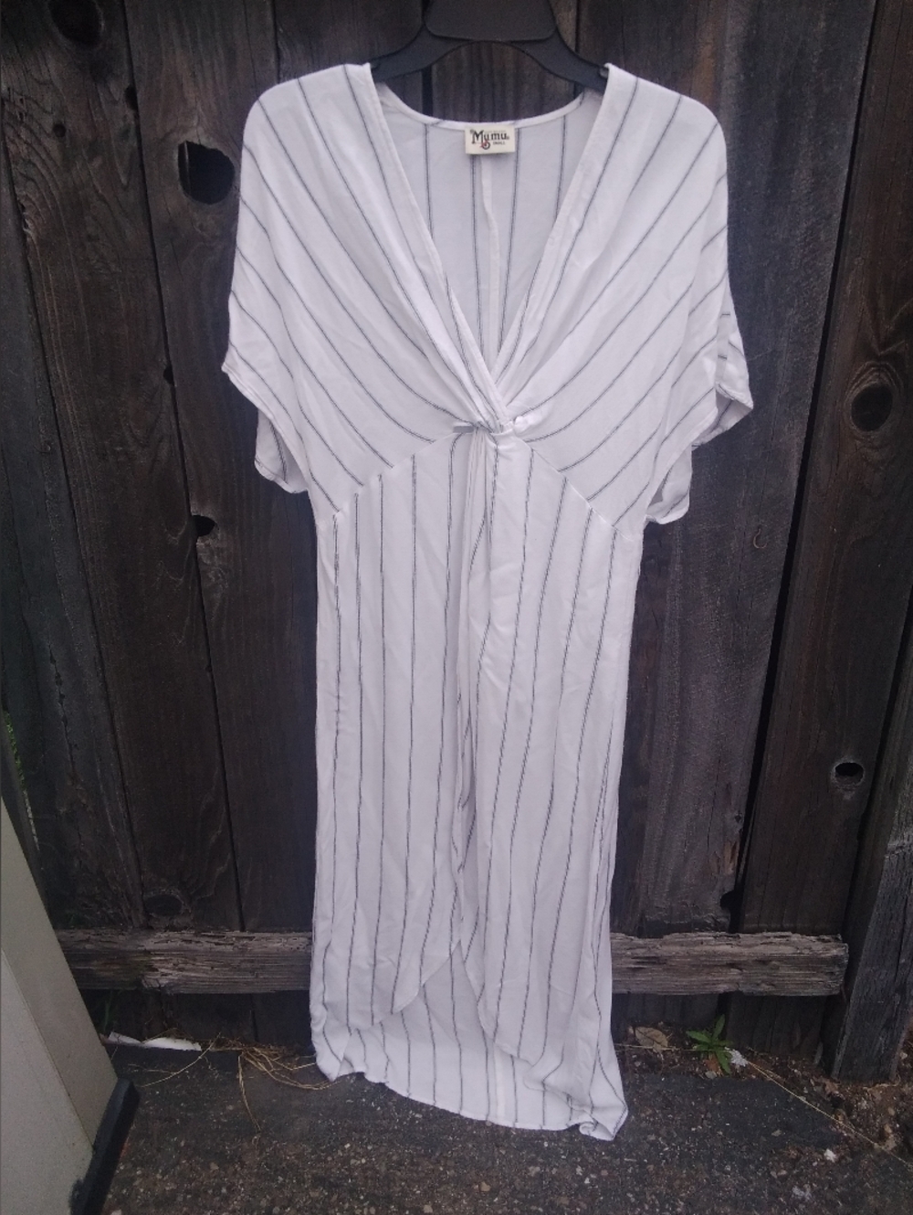 Show Me Your Mu Mu Wrap Dress Swim Cover Pinstripe Womens Small